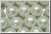 bhm. Glasperle, rund, 10mm, white, alabaster, white pearl, matte, 5 Stk.