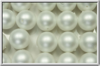 bhm. Glasperle, rund, 12mm, white, alabaster, white pearl, matte, 1 Stk.
