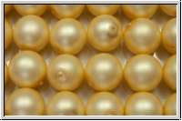 bhm. Glasperle, rund, 12mm, white, alabaster, lt. gold pearl, matte, 1 Stk.