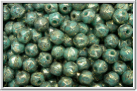 English Cut-Beads, 3,5mm, turquoise, op., lila marbled, 50 Stk.