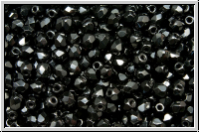 Bhm. Glasschliffperle, feuerpol., 3mm, black, op., 50 Stk.