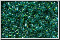 DB0919, MIYUKI Delica, 11/0, crystal, trans., spkl. dk. teal-ld., 5g