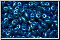 SD-23980-24203, SuperDuo Beads, black, op., metalust, crown blue, 10g