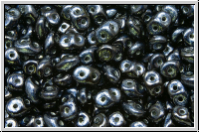 SD-23980-24204, SuperDuo Beads, black, op., metalust, steel blue, 10g