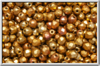 Bhm. Glasschliffperle, feuerpol., 3mm, bronze-MIX, met., satin, 50 Stk.