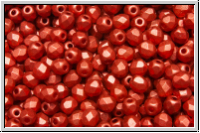 Bhm. Glasschliffperle, feuerpol., 3mm, lava red, met., satin, 50 Stk.