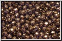 Bhm. Glasschliffperle, feuerpol., 3mm, crystal, trans., lila bronze luster, 50 Stk.