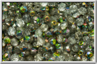 Bhm. Glasschliffperle, feuerpol., 3mm, crystal, trans., half vitrail, 50 Stk.