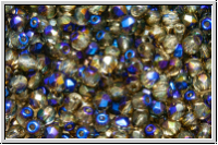 Bhm. Glasschliffperle, feuerpol., 3mm, crystal, trans., half blue moon, 50 Stk.