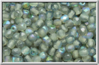 Bhm. Glasschliffperle, feuerpol., 3mm, crystal, trans., blue AB, matte, 50 Stk.