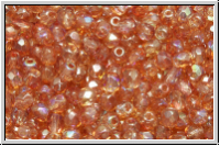 Bhm. Glasschliffperle, feuerpol., 3mm, crystal, trans., orange AB, 50 Stk.