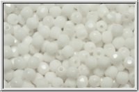 Bhm. Glasschliffperle, feuerpol., 3mm, white, op., 50 Stk.