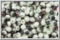 Bhm. Glasschliffperle, feuerpol., 3mm, white, op., half brown flair, 50 Stk.