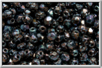 Bhm. Glasschliffperle, feuerpol., 3mm, black, op., nebula, 50 Stk.