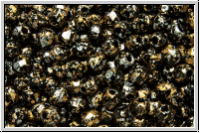 Bhm. Glasschliffperle, feuerpol., 3mm, black, op., gold, tweedy, 50 Stk.