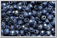 Bhm. Glasschliffperle, feuerpol., 3mm, black, op., blue, tweedy, 50 Stk.