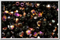 Bhm. Glasschliffperle, feuerpol., 3mm, black, op., half sliperit, 50 Stk.