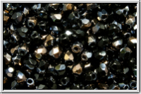 Bhm. Glasschliffperle, feuerpol., 3mm, black, op., clarit, 50 Stk.