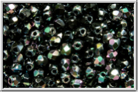 Bhm. Glasschliffperle, feuerpol., 3mm, black, op., half copper luster, 50 Stk.