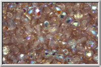 Bhm. Glasschliffperle, feuerpol., 3mm, amethyst, lt., trans., AB, 50 Stk.