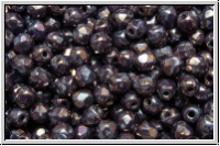 Bhm. Glasschliffperle, feuerpol., 3mm, lavender, darkest, op., nebula, 50 Stk.