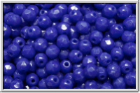 Bhm. Glasschliffperle, feuerpol., 3mm, blue, dk., op., 50 Stk.