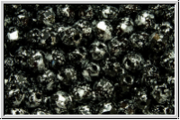 Bhm. Glasschliffperle, feuerpol., 4mm, black, op., silver, tweedy, 50 Stk.