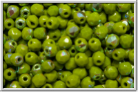 Bhm. Glasschliffperle, feuerpol., 3mm, olivine, dk., op., AB, 50 Stk.