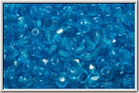 Bhm. Glasschliffperle, feuerpol., 3mm, aqua, dk., trans., 50 Stk.