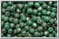 Bhm. Glasschliffperle, feuerpol., 3mm, turquoise, op., lila marbled, 50 Stk.