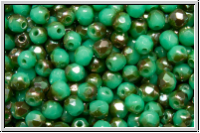 Bhm. Glasschliffperle, feuerpol., 3mm, turquoise, op., venus luster, 50 Stk.