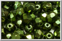 Bhm. Glasschliffperle, feuerpol., 6mm, green, met., 25 Stk.