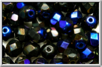 Bhm. Glasschliffperle, feuerpol., 6mm, black, op., half azuro, 25 Stk.