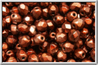 Bhm. Glasschliffperle, feuerpol., 4mm, burnt copper, met., satin, 50 Stk.