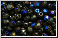 Bhm. Glasschliffperle, feuerpol., 4mm, black, op., half azuro, 50 Stk.