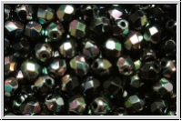 Bhm. Glasschliffperle, feuerpol., 4mm, black, op., half copper luster, 50 Stk.