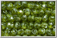 Bhm. Glasschliffperle, feuerpol., 4mm, green, moonlight, luster, 50 Stk.