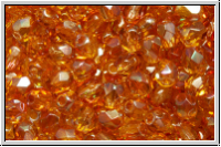 Bhm. Glasschliffperle, feuerpol., 4mm, gold, lt., trans., copper luster, 50 Stk.