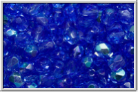 Bhm. Glasschliffperle, feuerpol., 4mm, blue, trans., AB, 50 Stk.