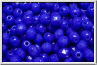 Bhm. Glasschliffperle, feuerpol., 4mm, blue, dk., op., 50 Stk.