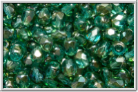 Bhm. Glasschliffperle, feuerpol., 4mm, aqua, med., trans., half celsian, 50 Stk.