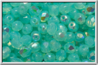 Bhm. Glasschliffperle, feuerpol., 4mm, aqua, lt., opal, rainbow, 50 Stk.