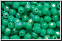 Bhm. Glasschliffperle, feuerpol., 4mm, turquoise, op., AB, 50 Stk.