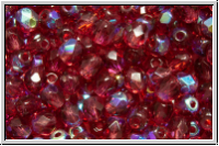 Bhm. Glasschliffperle, feuerpol., 4mm, fuchsia, trans., AB, 50 Stk.