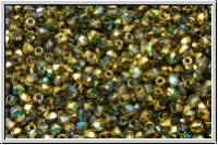 Bhm. Glasschliffperle, feuerpol., 2mm, crystal, trans., golden AB, 50 Stk.