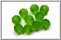 Acryl-Perle, rund, gerillt, 9mm, grass green, matte, 10 Stk.