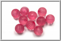 Acryl-Perle, rund, gerillt, 9mm, pink, matte, 10 Stk.