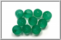 Acryl-Perle, rund, gerillt, 9mm, emerald, matte, 10 Stk.