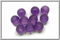 Acryl-Perle, rund, gerillt, 9mm, violet, matte, 10 Stk.
