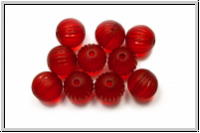 Acryl-Perle, rund, gerillt, 9mm, red, matte, 10 Stk.